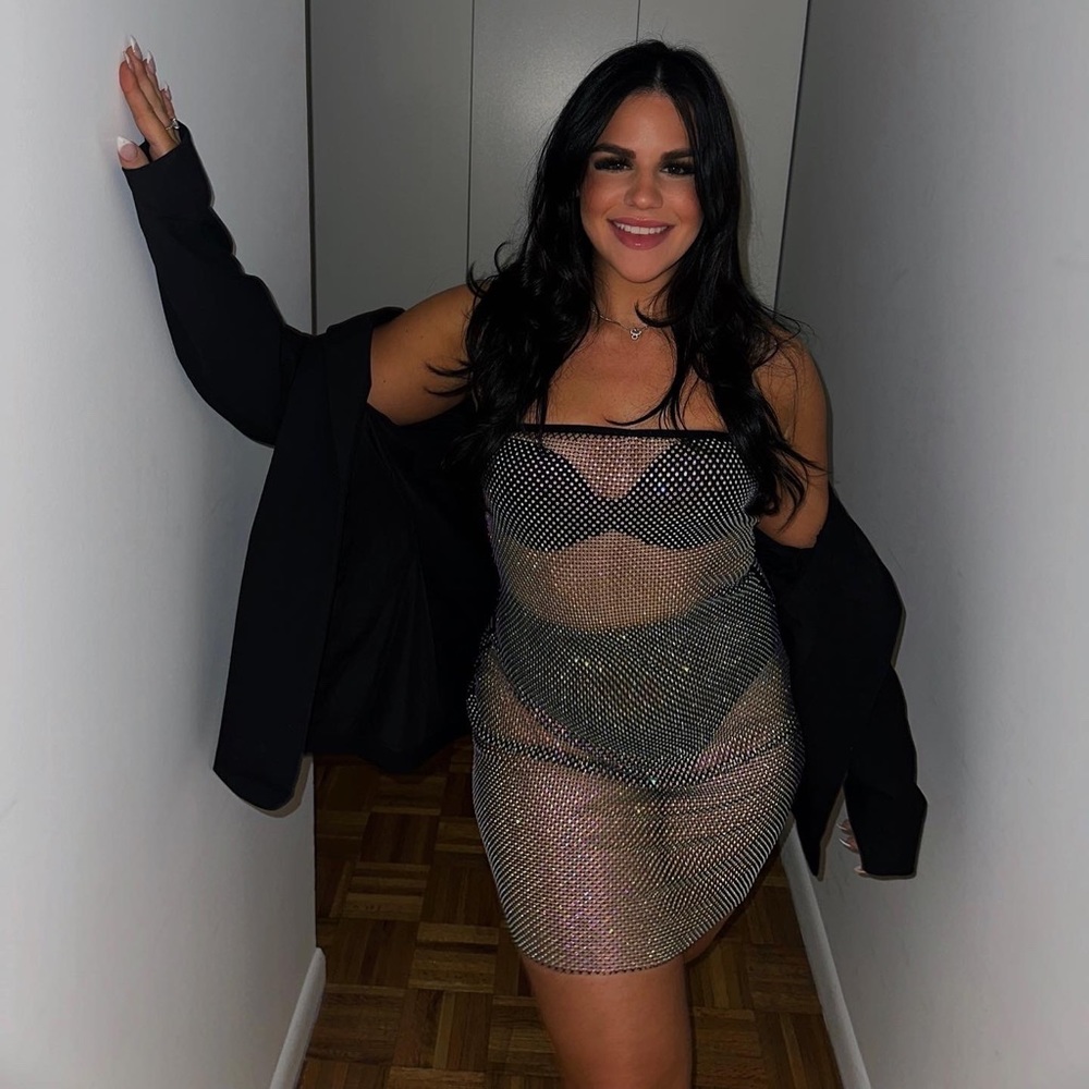 Meshki Charity Diamante Mesh Mini Dress